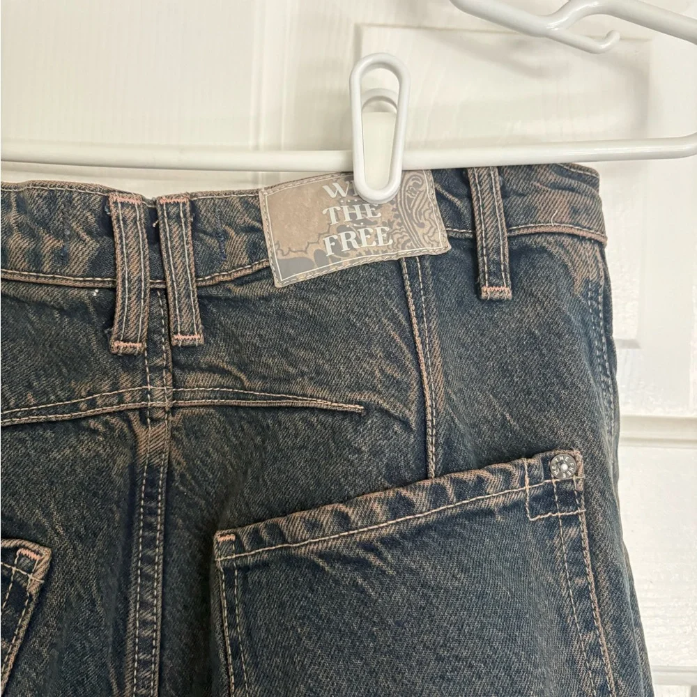 Free People Barrel Relaxed Dark Wash Denim Jeans - Picture 4 of 9